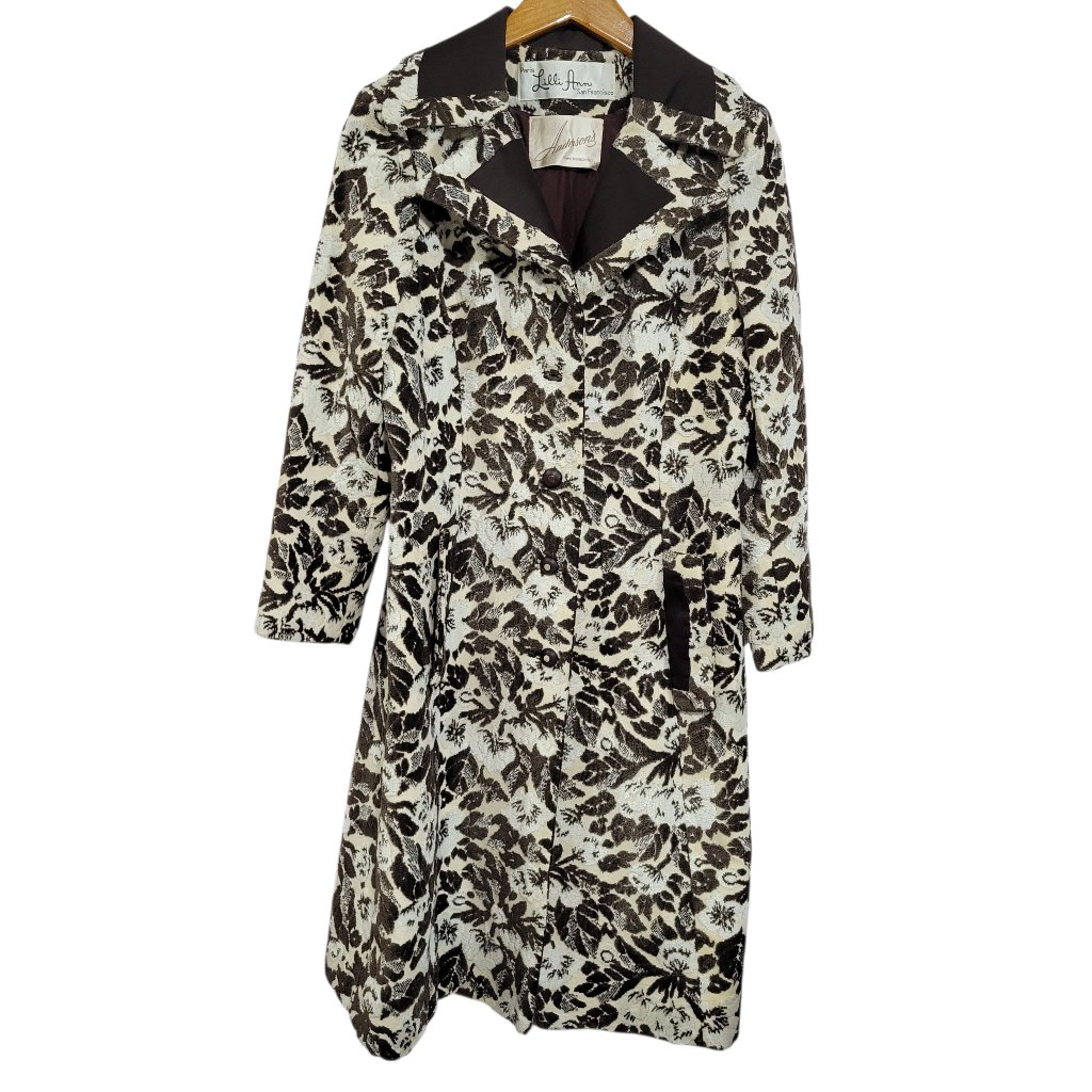 Lilli Ann Tapestry Carpet Coat Womens Small Brocade Jacquard 50s 60s Floral